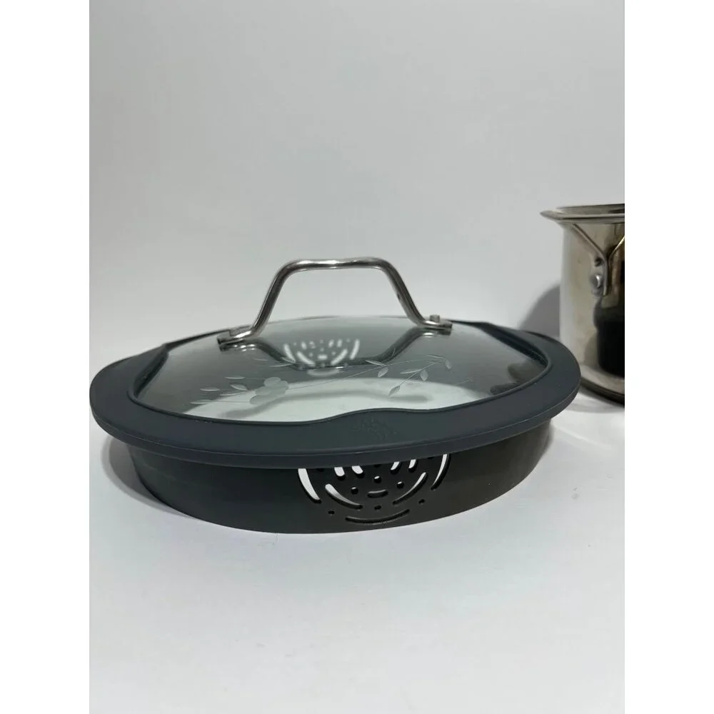 Princess House 5 Qt Stainless Steel Saucepan With Glass Lid & Pour Spouts